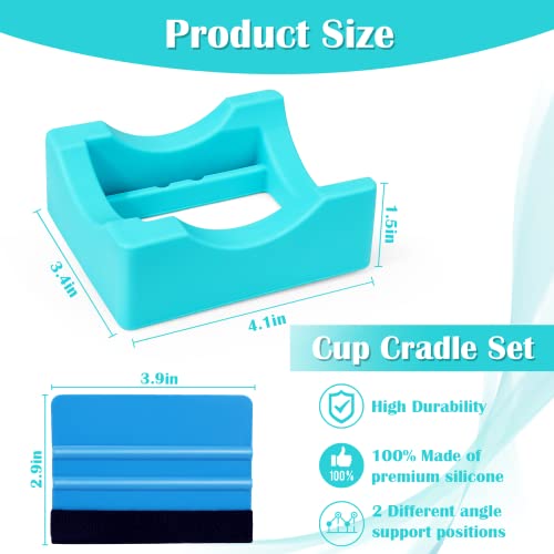 Mity rain Cup Cradle for Tumblers, Sturdy with Felt Squeegee Use to Apply Vinly Decal - Keep Tumblers/Coffee Cups/Glass Cans in Place, Silicone Mity rain