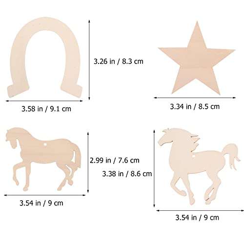 COHEALI 36pcs Horseshoe Chips Unfinished Wooden Cutouts Unfinished Wood Supplies & Materials Horse Shoes Wood Gift Label Kids Crafts Horse Wood COHEALI