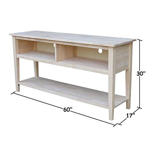 International Concepts Unfinished Entertainment/TV Stand, 60-Inch, Unfinished IC International Concepts