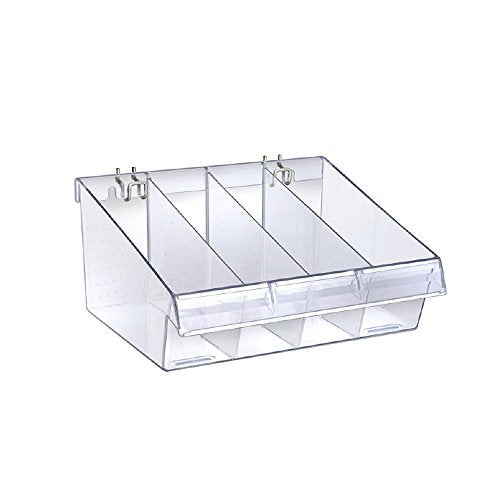 Azar Displays 556132 12" W x 8" D x 5.75" H Divider Bin (4 Pack) Azar Displays