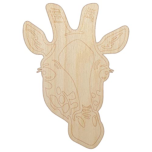 African Giraffe Head Unfinished Wood Shape Piece Cutout for DIY Craft Projects - 1/8 Inch Thick - 6.25 Inch Size Sniggle Sloth
