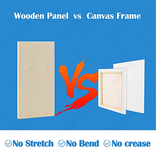 Falling in Art Unfinished Birch Wood Panels Kit for Painting, Wooden Canvas 4 Pack of 6x12’’ Studio 3/4’’ Deep, Cradle Boards for Pouring, Art, Falling in Art