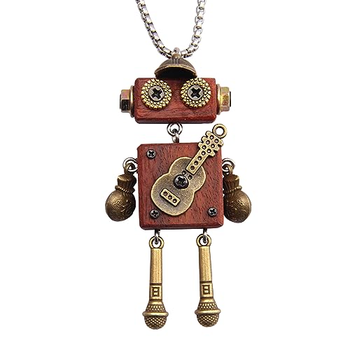 joymiao Wood Pendant Necklace Steampunk Necklace Chunky Gold Necklace Western Long Wooden Neckalce Hippie Choker Necklaces for Women joymiao