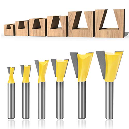 Meihejia 1/4 Inch Shank Dovetail Router Bit Set - 6 Sizes meihejia