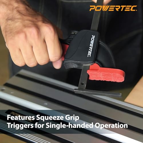 POWERTEC 2 PK Tracksaw Track Guide Rail Clamp, 8-3/4 Inch Quick Release Clamps for Circular Saw Guide Rail System, Woodworking, 71423 POWERTEC