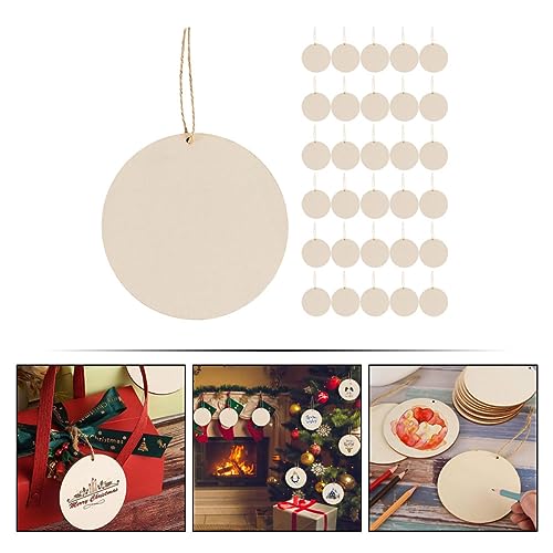 Zerodeko 1 Set Wooden Slices Label Pendant Unfinished Wood Slices Craft Pendant with Hole Decorations Set Wood Chips Wooden Christmas Decorations Zerodeko