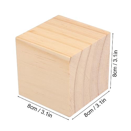 6 Packs Wooden Blocks for Crafts, 3.15 Inch Pine Wood Cubes, 8 x 8 x 8 cm Wooden Cubes for Paint, Stamp, Decorate, DIY Projects and Personalized GNIEMCKIN