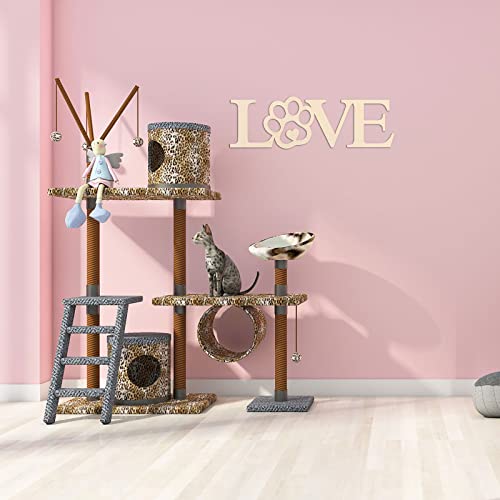 3pcs Love Paw Wood Sign Blank Wooden Dog Cat Paw Plaque Unfinished Wood DIY Crafts Cutouts Ornaments for Puppy Pet House Door Wall Decorative Creaides