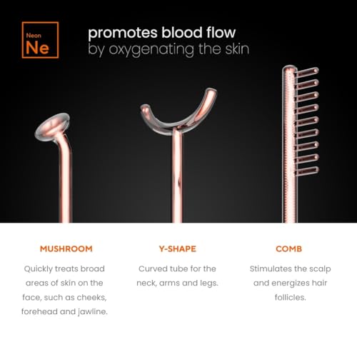 NuDerma Professional Skin Therapy Wand - Portable Skin Therapy Machine with 6 Neon & Argon Wands – Boost Your Skin – Clear Firm & Tighten Pure Daily Care