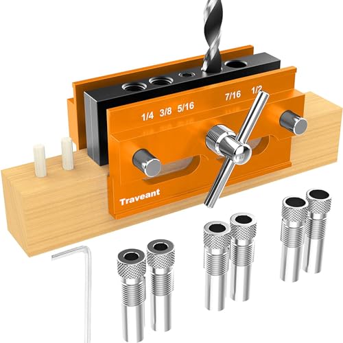 TRAVEANT Self Centering Dowel Jig Kit,Jig Drill Guide Bushings Set,Wood Working Tools Drill and Accessories,Dowel Jigs Woodworking Tools Tools for Traveant