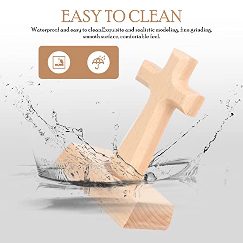 Operitacx 2pcs Christian Cross Stand up Cross Rustic Cross Decor Wood Cross Unfinished Wood Jesus Cross Wood Crosses for Crafts Desk Signs Tabletop Operitacx