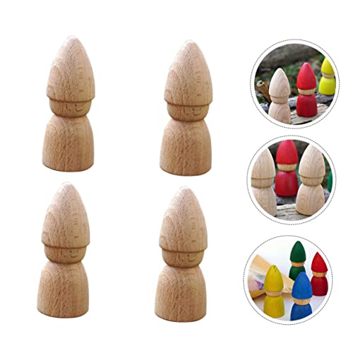 VILLCASE 4pcs Puppet Toys DIY Painting Doll peg Doll kit Family peg Doll Unfinished Doll Toy Unfinished People Wood Rounds Kids playset Home DIY VILLCASE
