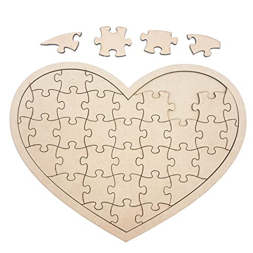 3 Pack Blank Wooden Heart Shaped Jigsaw Puzzle 11.2x8.4 Inch Unfinished Wooden Puzzle Board Wooden Heart Shaped Canvas for DIY Cregugua