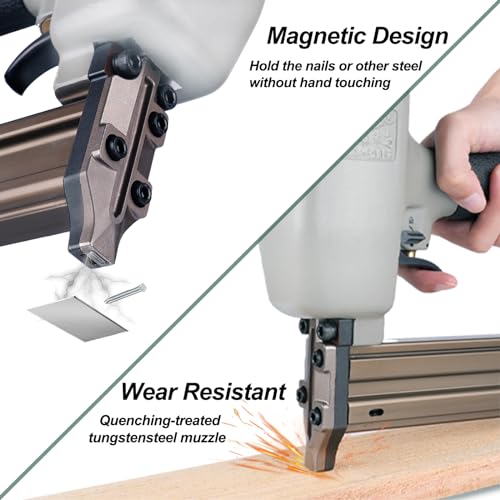 Woodpecker 14 Gauge Pneumatic Concrete Nail Gun ST38H with Safety Lock, 3/4-Inch to 1-1/2-Inch Length Air Power Concrete T Nailer Heavy Duty Concrete KAMSIN