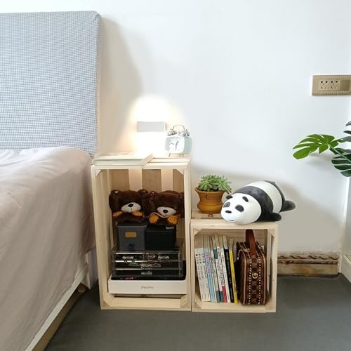 Voittozege 3 Pack Wooden Nesting Crates with Handles,Decorative Wood Crates Crate Box Wooden Storage Box Nesting Solid Wood Crates for Kitchen, Voittozege