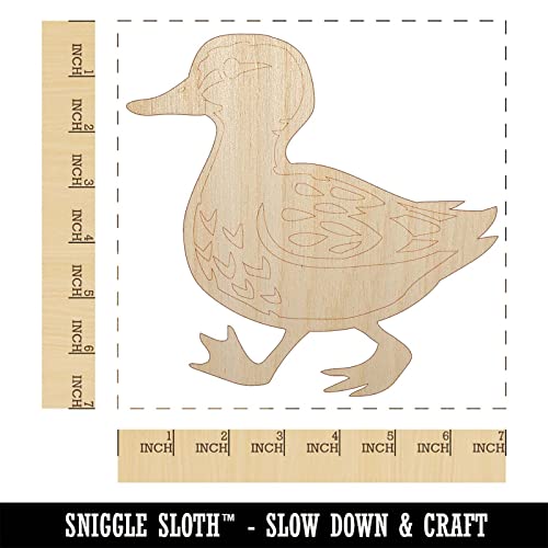 Cute Duck Walking Unfinished Wood Shape Piece Cutout for DIY Craft Projects - 1/4 Inch Thick - 6.25 Inch Size Sniggle Sloth