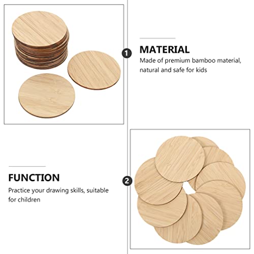 Operitacx 15pcs Round Bamboo Unfinished Wood Circle Unfinished Round Discs Spring Wooden Cutout Unfinished Bamboo Chips Christmas Toys Kid Toys Operitacx