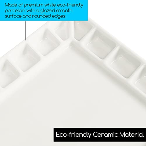 MEEDEN 18-Well Porcelain Artist Paint Palette, Mixing Art Ceramic Watercolor Paint Palette for Watercolor Gouache Acrylic Oil Painting, Rectangle 8 MEEDEN