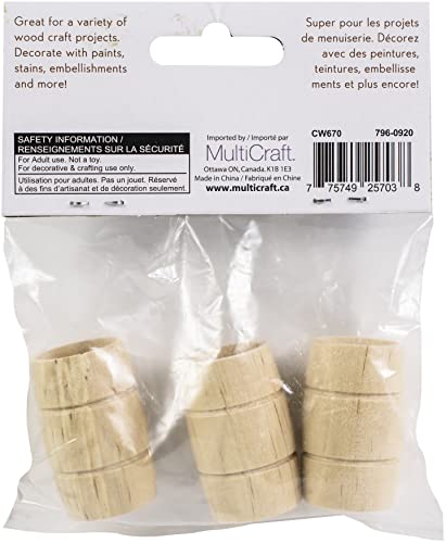Multicraft Imports Mini Wood Barrel 35x25mm 3/Pkg- Multicraft Imports