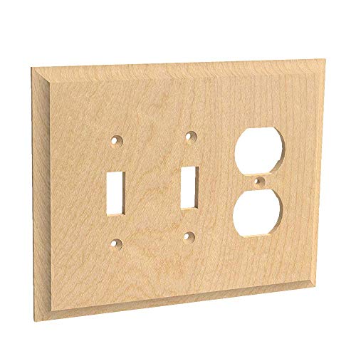 Designs of Distinction Wood Switch Cover - Unfinished/Raw Hardwood - Laser Cut & Includes Installation Hardware - 01451012-1 (Hard Maple) Designs of Distinction