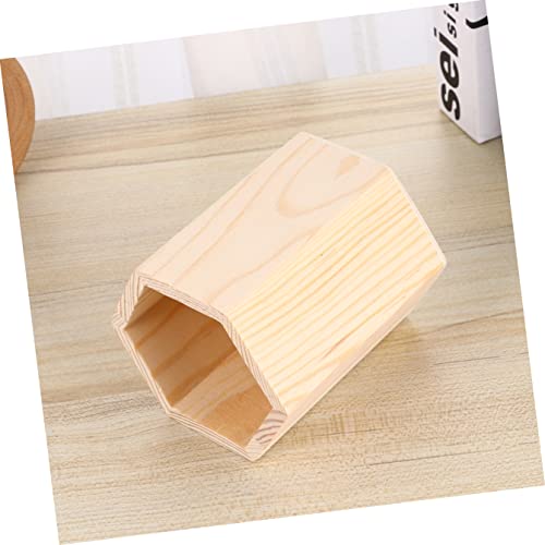 SEWACC 8 pcs Hexagon Compartments Organizers Multi Planter Toothbrush Color Holder Tube Wood Unpainted Unfinished Bedroom DIY Stand Stationery Crafts SEWACC