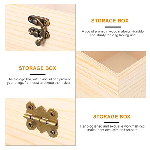 BESPORTBLE 2pcs Box Wooden Storage Box Earring Holder Jewelry Organizer Tray Makeup Wooden Treasure Containers Decorative Storage Bins with Lids BESPORTBLE