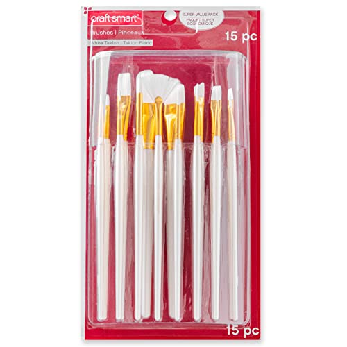 White Taklon 15 Piece Brush Pack by Craft Smart® Craft Smart