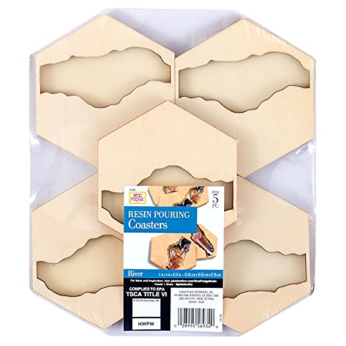 Mod Podge, River Set of 5 Coaster Kit, Surface for Epoxy, DIY Wood Pouring Supplies for Resin Arts and Crafts, 56934E Mod Podge