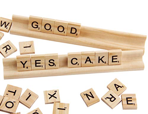 PINOWU 200pcs Wooden Letter Tiles for Scrabble Crossword Game Wood Scrabble Letters Replacement for DIY Craft Gift Decoration Scrapbooking and Making PINOWU