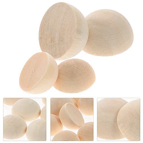 Yardwe 200pcs Wooden Hemisphere Unfinished Spacer Beads Half Craft Balls White Spray Paint Wood Unfinished Wood Beads Wood Rings for Crafts Lotus Yardwe