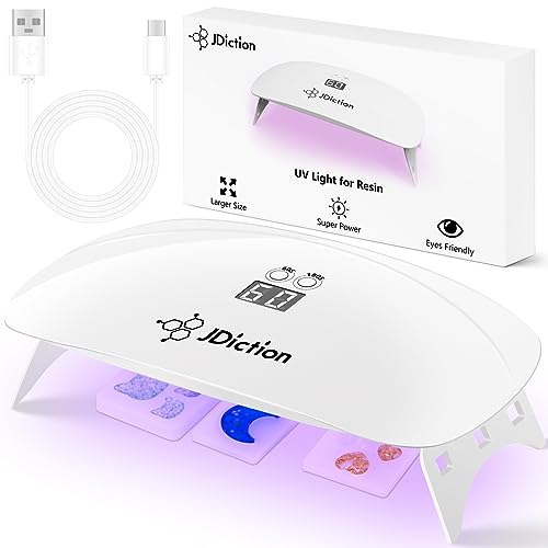 JDiction UV Light for Resin, Super Large UV Resin Light with LED Display Screen, Higher Power Lightweight Portable UV Lamp for UV Resin, Jewelry JDiction