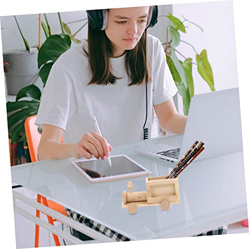 Yardenfun 2pcs Diy Train Pen Holder Unfinished Wooden Toys Mini Unfinished Wooden Train Blank Wood Car Tiny Wooden Storage Basket Unfinished Blank Yardenfun