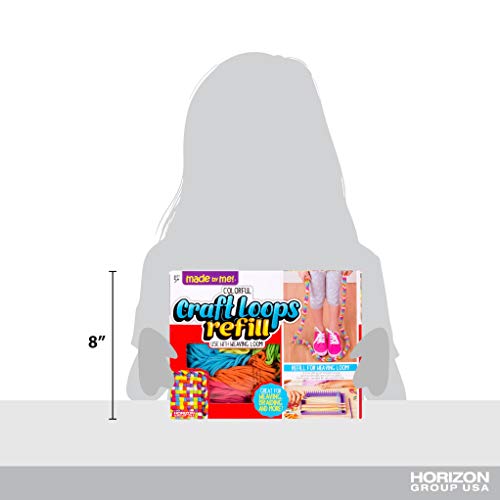 Made By Me Craft Loops Refill By Horizon Group Usa, Includes 3.5 Oz Of Weaving Loom Loops In 7 Vibrant Colors, Multicolored Made By Me