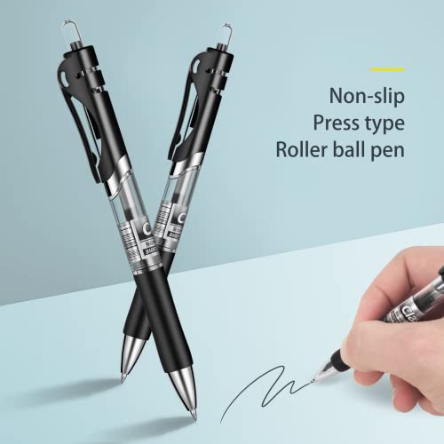 YPENSLZX 0.7mm Gel Pens, Black Ink, Retractable Rolling Ball Gel Pens, Writing Smoothly, Large Capacity, Suitable for Working or Studying, 12-Pack, YPENSLZX