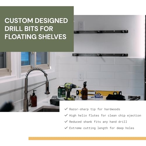 Floating Shelf Installation Kit - Drill Jig - Shelf Bracket DIY Drill Guide Kit-Easy Floating Shelf Installation - Designed for 3/4 Inch Brackets Walnut Wood Works