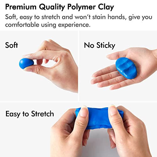 Polymer Clay, Shuttle Art 60 Colors Oven Bake Modeling Clay, Creative Clay Kit with 19 Clay Tools and 16 Kinds of Accessories, Non-Toxic, Non-Sticky, Shuttle Art