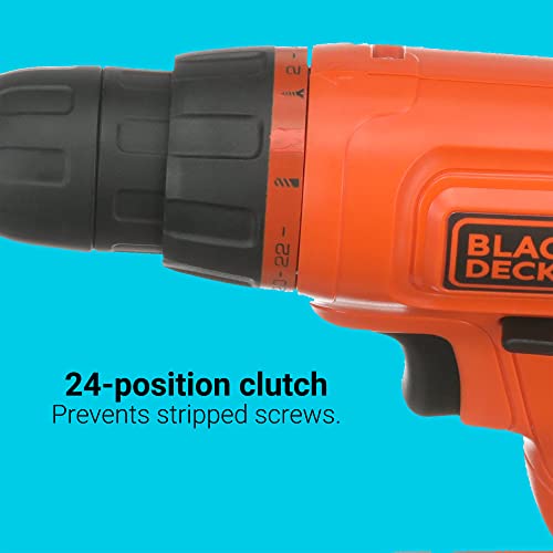 BLACK+DECKER 20V MAX* POWERCONNECT Cordless Drill Kit + 100 pc. Kit (BDC120VA100), Orange BLACK+DECKER