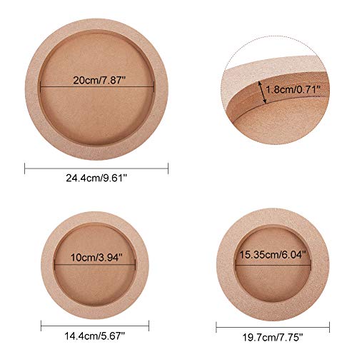 OLYCRAFT 3pcs Wood Canvas Boards Round Wood Painting Boards, Unfinished Wood Paint Pouring Panel Boards for Painting Crafts (5.7", 7.8" & 9.6" OLYCRAFT