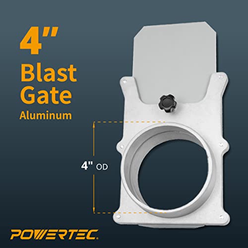 POWERTEC 70135-P4 4-Inch Aluminum Blast Gate for Dust Collector, Dust Collection Fittings, 4 PK POWERTEC