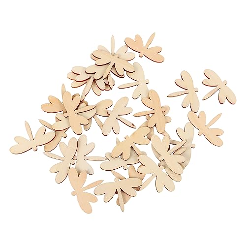 VILLCASE 60 Pcs Dragonfly Chips Wooden Circles Wooden Shapes for Crafts Dragonfly Wooden Ornaments Unfinished Wood Cutouts Unfinished Wooden Craft VILLCASE