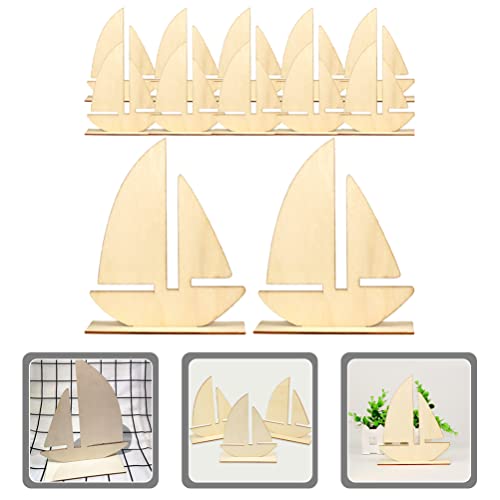 EXCEART Ocean Decor Kids Beach Toys 10Pcs Unfinished Wooden Boat Cutout, Wood Boat Ship Decoration to Paint for Arts Crafts DIY Projects Home Party EXCEART