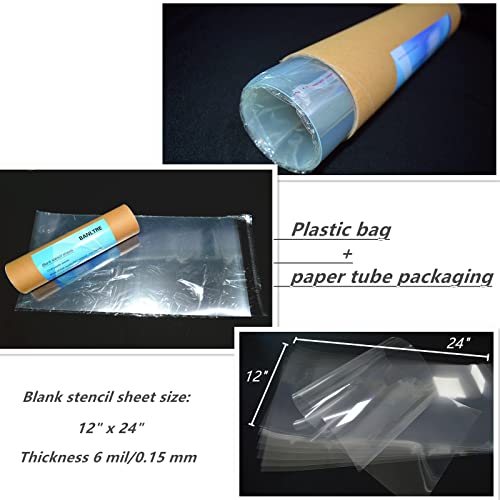BANLTRE 10 Pack 12" x 24" 6mil/0.15mm Thick Clear Blank Stencil Sheet for Cricut,Craft Plastic Sheets BANLTRE