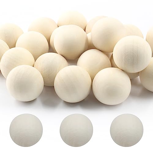 Uenhoy 50 Pcs Wooden Round Ball 1 Inch Unfinished Natural Wood Balls Wooden Spheres for Crafts and DIY Projects Uenhoy
