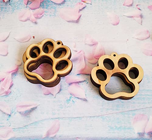 30PCS Dog Paw Print Unfinished Wood Earring Blanks, Tiger Paw Print Jewelry Making Crafts, DIY Project Wood, Dangle Earrings Jewelry Blanks (1.5'') XIAOYUE