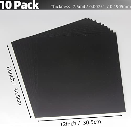 Opaque Black Plastic Sheets, 7.5mil (.0075") 12” X 12” Craft Plastic Film, PET Stencil Material, Glossy and Flexible Plastic Sheet for Crafts, neglex