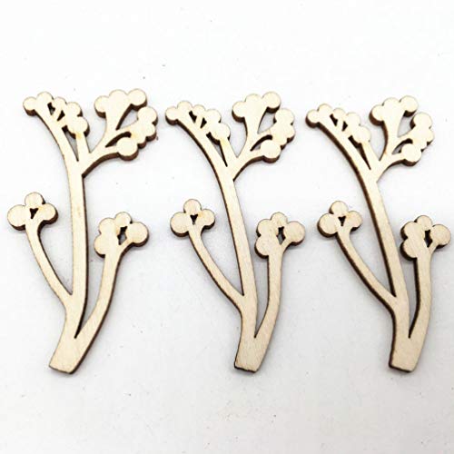 Happyyami 30pcs Wooden Flowers for Crafts Unfinished Wood Cutouts Wood Shapes Slices for DIY Wedding Birthday Party Favors Centerpieces (Assorted Happyyami
