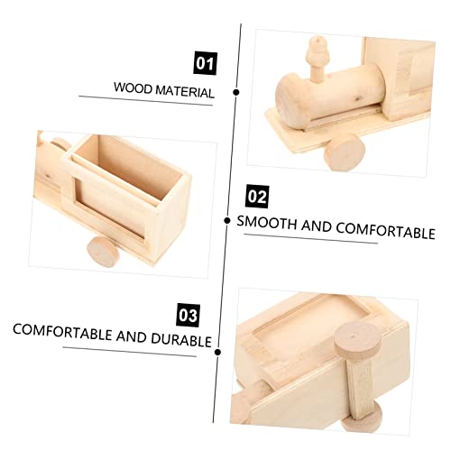 MAGICLULU 2pcs Diy Train Pen Holder Small Unfinished Wood Basket Cute Pen Pot Statues Diy Wood Ornaments Kids Painting Wood Kit Wood Decor Kids MAGICLULU