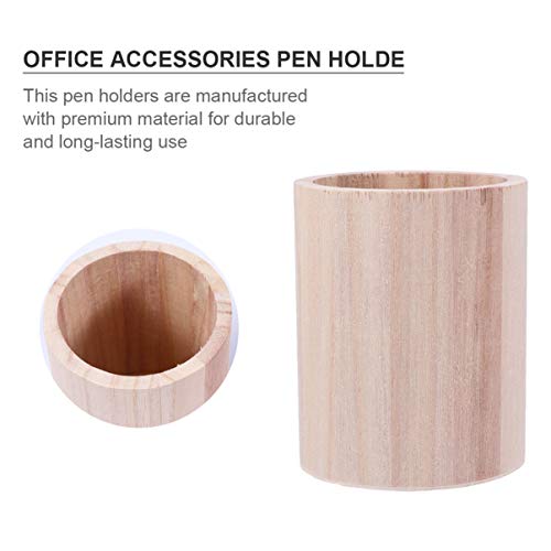 HEALLILY 2pcs Unfinished Wooden Pencil Holder Solid Wood Desk Pen Cup Pot Stationery Organizer for Home Office 8x8cm HEALLILY