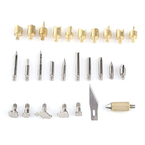 28pcs Wood Burning Kit Wood and Leather Pyrography Full Set Wood Burning Soldering Tips Burning Carving Embossing Soldering Kit Wood Burner Tool Walfront