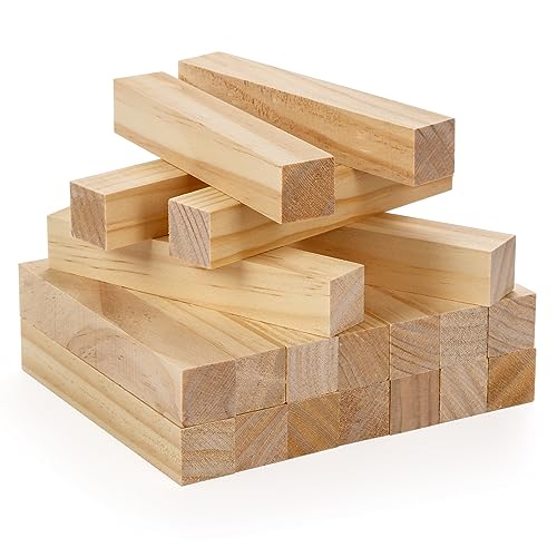 YOUEON 20 Pcs 6x1x1 Inch Unfinished Wood Blocks for Art and Crafts, Whittling Wood Blocks for Beginners and Experts, Wood Carving Blocks for Youeon